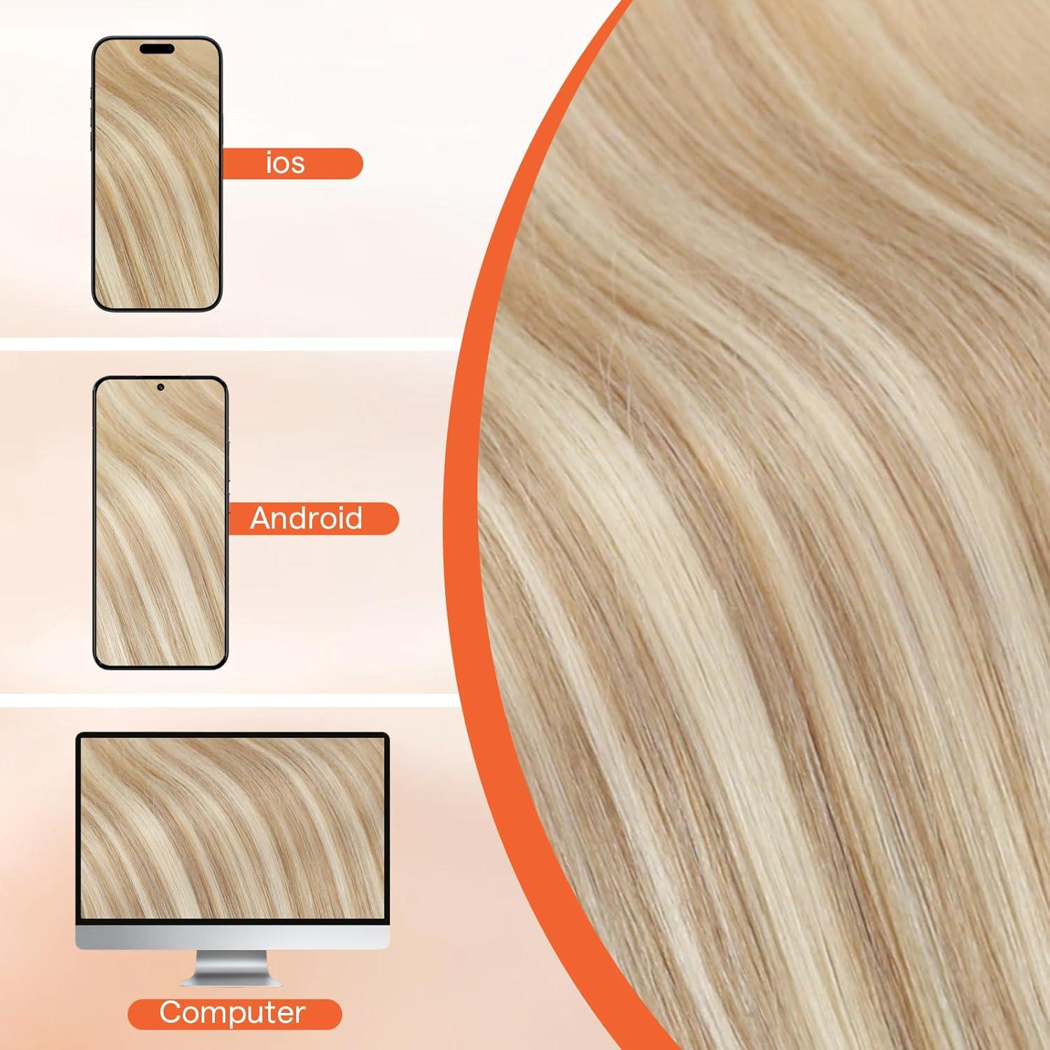 imageSunny Hair Clip in Hair Extensions Real Human Hair 120g Remy Hair Clip in Extensions for Women Human Hair Extensions Black Ombre Brown Balayage Caramel Blonde 24 InchA2 BlondeP18613Blonde Highlight
