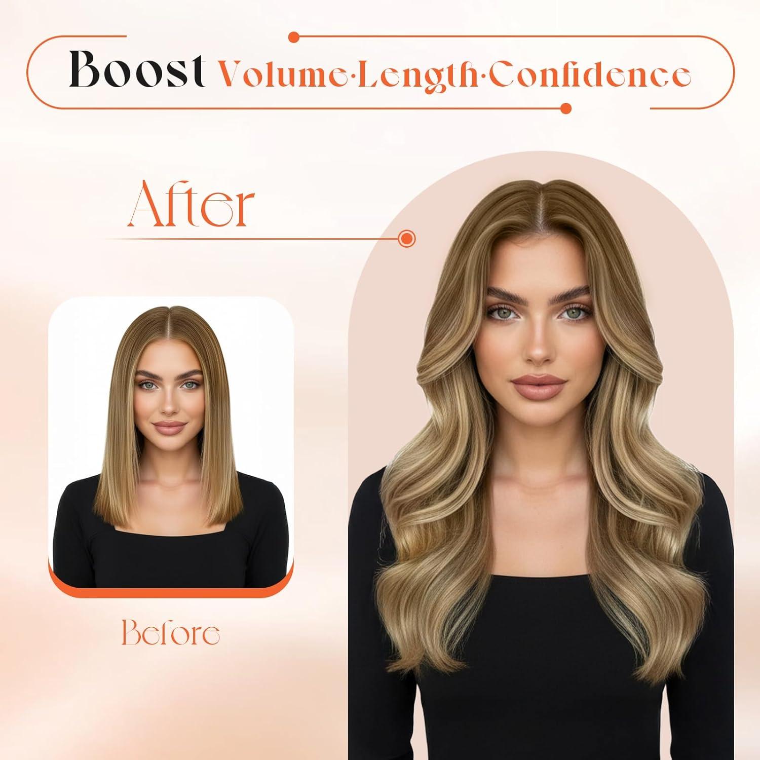 imageSunny Hair Clip in Hair Extensions Real Human Hair 120g Remy Hair Clip in Extensions for Women Human Hair Extensions Black Ombre Brown Balayage Caramel Blonde 24 InchA7 Balayage6606Chestnut Brown Mix