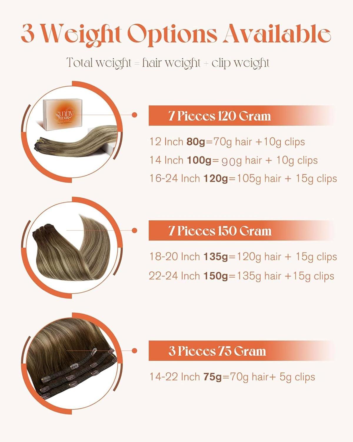imageSunny Hair Clip in Hair Extensions Real Human Hair 120g Remy Hair Clip in Extensions for Women Human Hair Extensions Black Ombre Brown Balayage Caramel Blonde 24 InchA7 Balayage3822Walnut Brown Mix