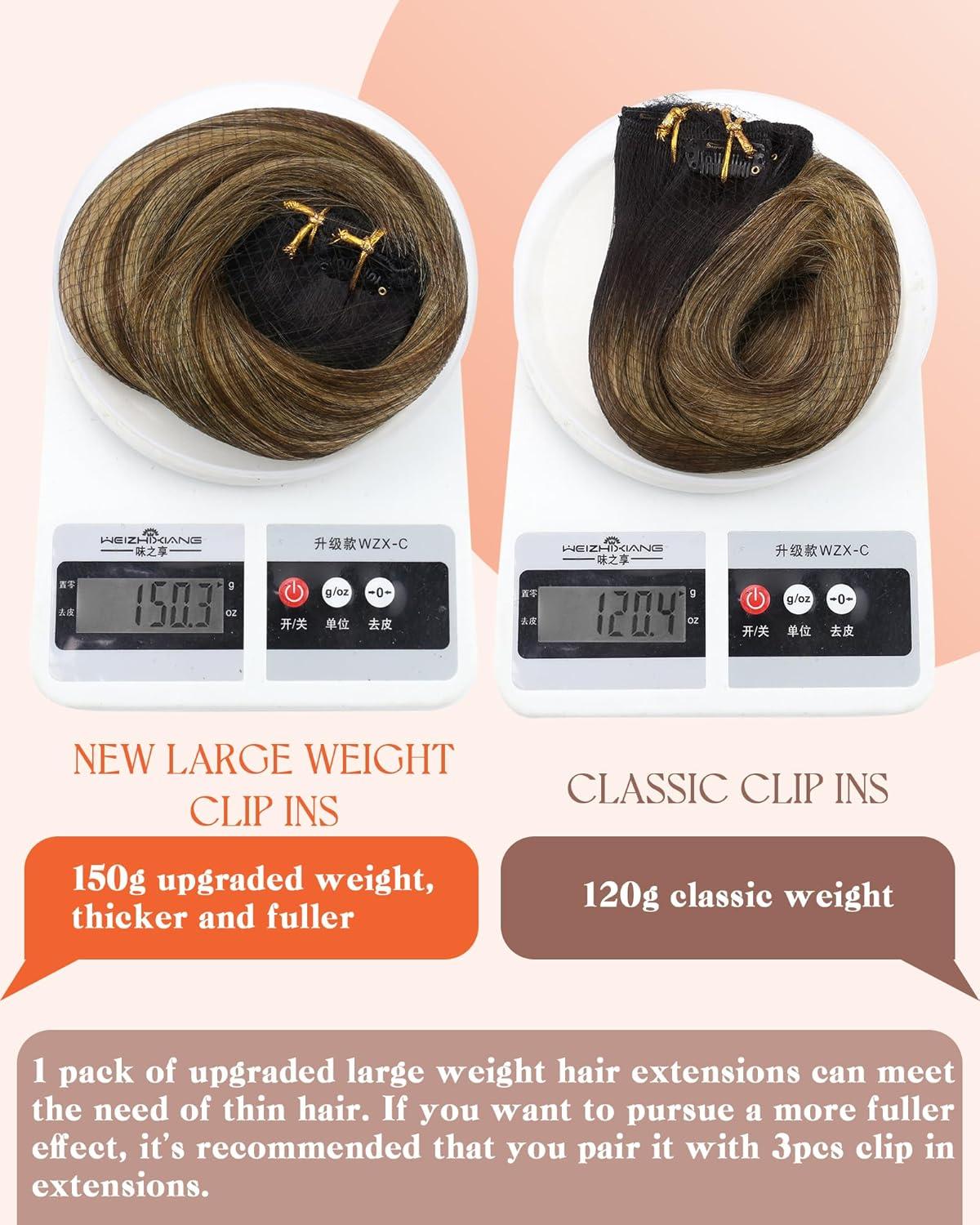 imageSunny Hair Clip in Hair Extensions Real Human Hair 120g Remy Hair Clip in Extensions for Women Human Hair Extensions Black Ombre Brown Balayage Caramel Blonde 24 InchA4 Ombre1B427Black Roots to Brown