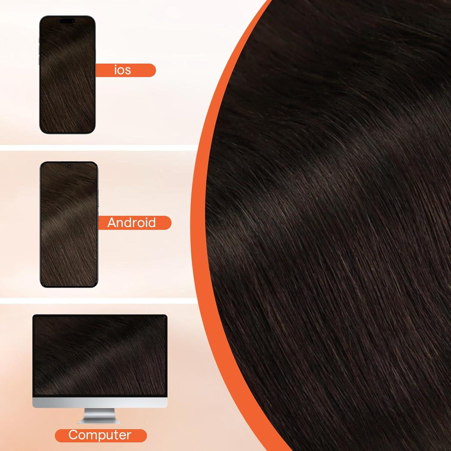 imageSunny Hair Clip in Hair Extensions Real Human Hair 120g Remy Hair Clip in Extensions for Women Human Hair Extensions Black Ombre Brown Balayage Caramel Blonde 24 InchA5 2Dark Brown