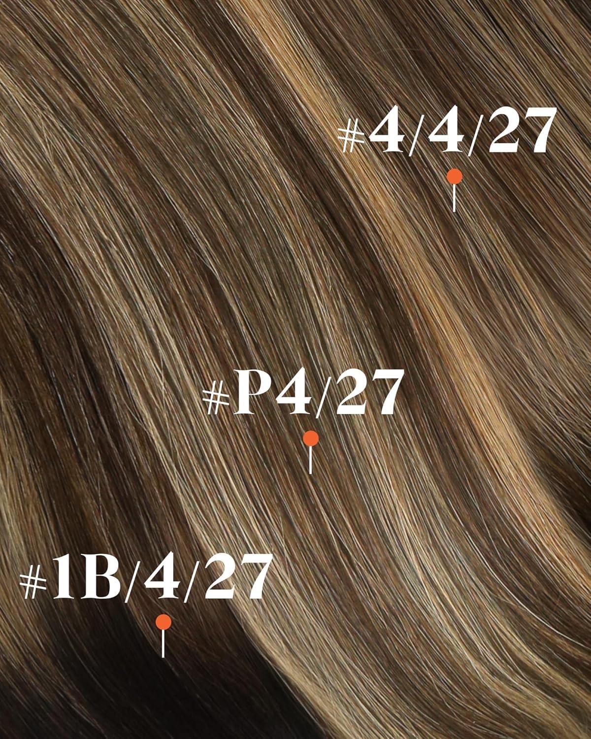 imageSunny Hair Clip in Hair Extensions Real Human Hair 120g Remy Hair Clip in Extensions for Women Human Hair Extensions Black Ombre Brown Balayage Caramel Blonde 24 InchA7 Balayage4274Chocolate Brown Mix