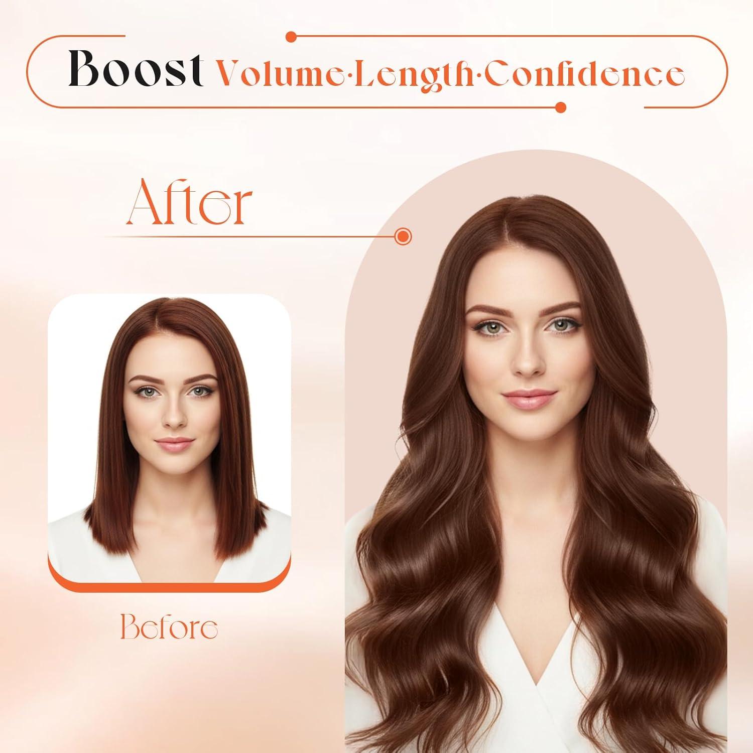 imageSunny Hair Clip in Hair Extensions Real Human Hair 120g Remy Hair Clip in Extensions for Women Human Hair Extensions Black Ombre Brown Balayage Caramel Blonde 24 InchA6 33Dark Auburn Red