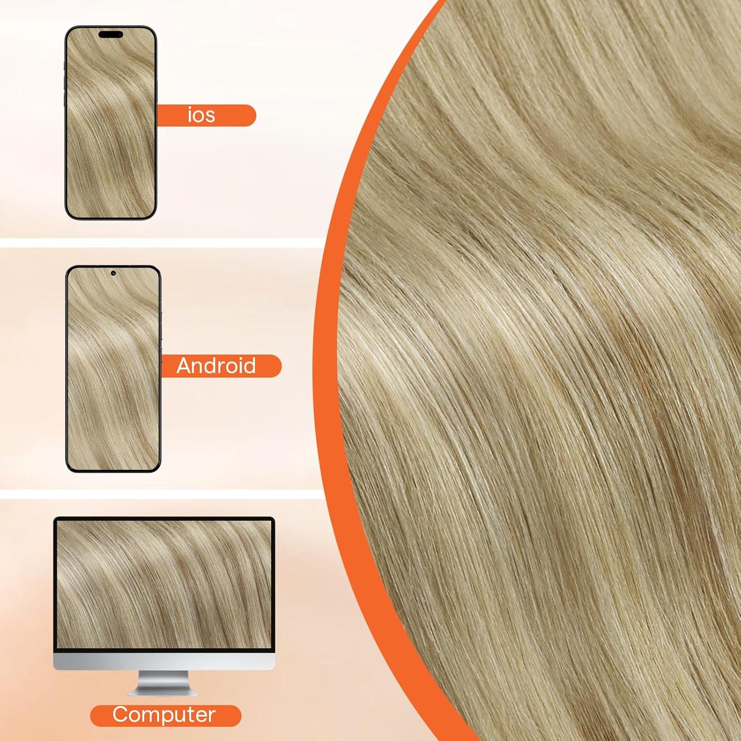 imageSunny Hair Clip in Hair Extensions Real Human Hair 120g Remy Hair Clip in Extensions for Women Human Hair Extensions Black Ombre Brown Balayage Caramel Blonde 24 InchA1 P1622Golden Blonde Highlights