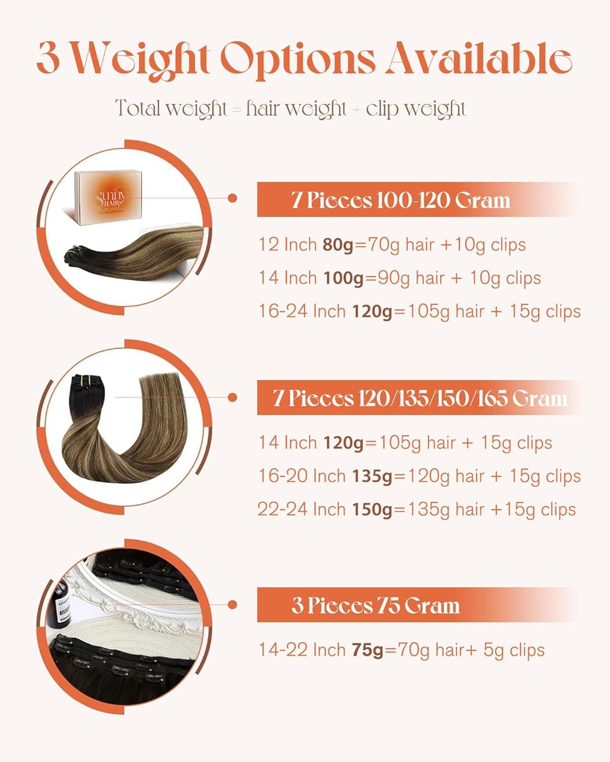 imageSunny Hair Clip in Hair Extensions Real Human Hair 120g Remy Hair Clip in Extensions for Women Human Hair Extensions Black Ombre Brown Balayage Caramel Blonde 24 InchA4 Ombre1B427Black Roots to Brown