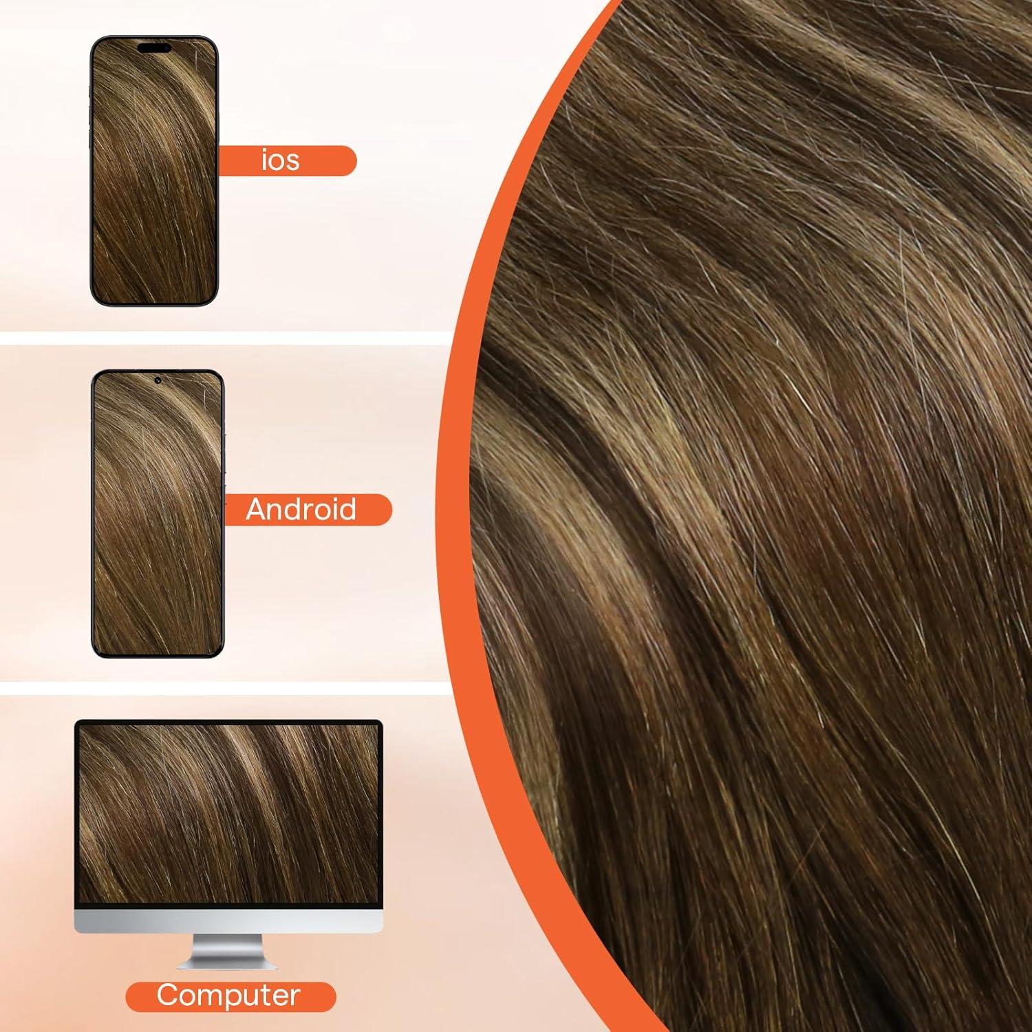 imageSunny Hair Clip in Hair Extensions Real Human Hair 120g Remy Hair Clip in Extensions for Women Human Hair Extensions Black Ombre Brown Balayage Caramel Blonde 24 InchA7 Balayage4274Chocolate Brown Mix