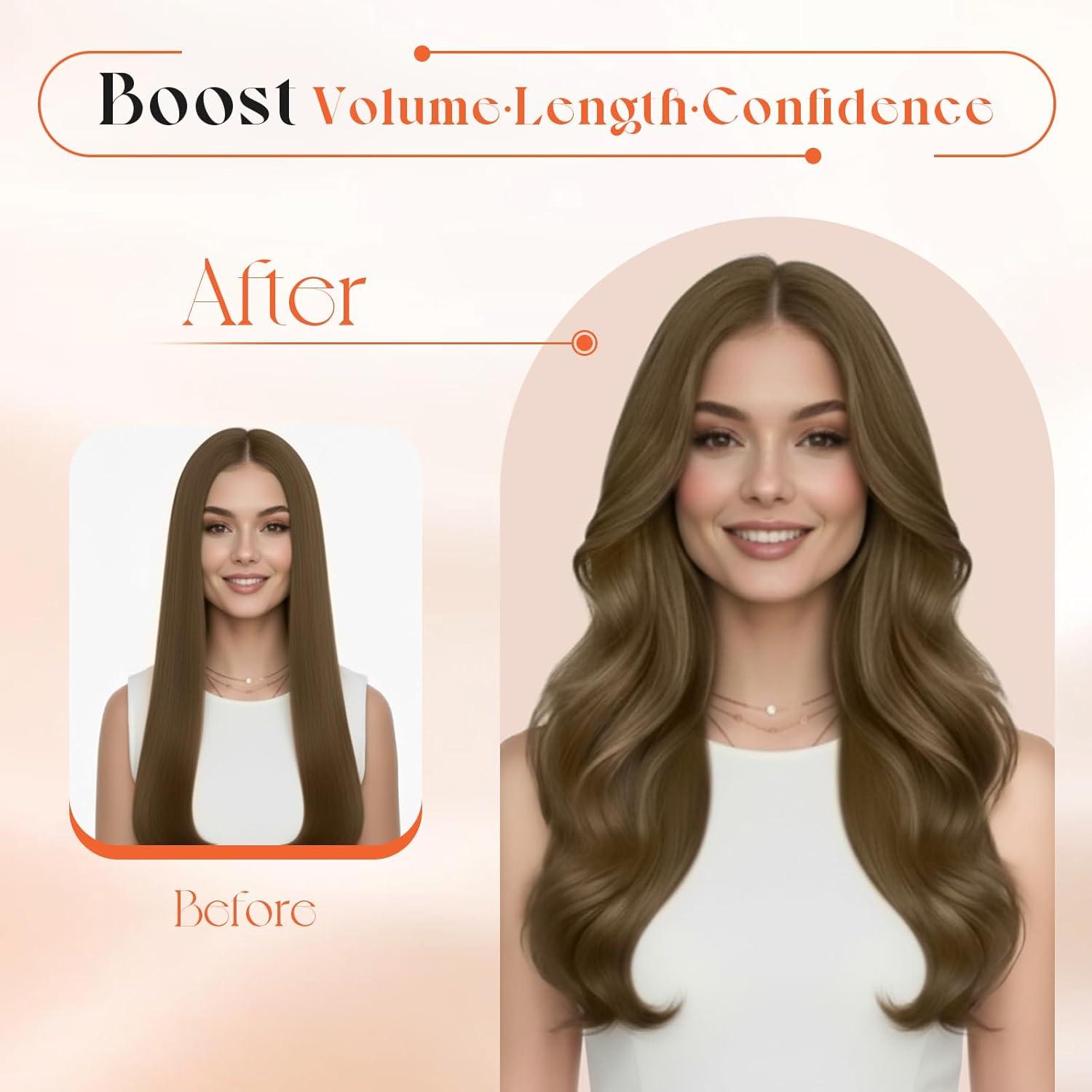 imageSunny Hair Clip in Hair Extensions Real Human Hair 120g Remy Hair Clip in Extensions for Women Human Hair Extensions Black Ombre Brown Balayage Caramel Blonde 24 InchA5 8Light Ash Brown