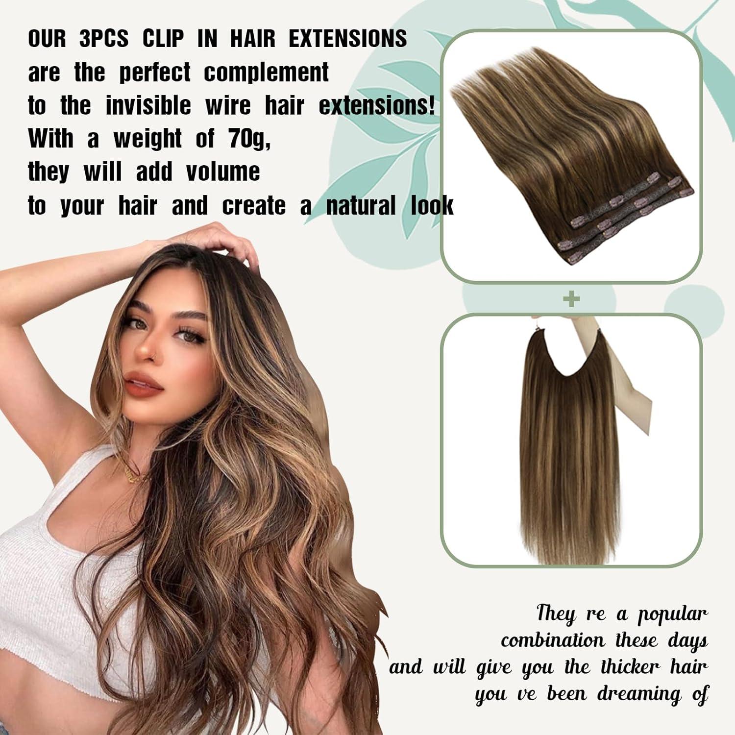 imageSunny Hair Clip in Hair Extensions Real Human Hair 120g Remy Hair Clip in Extensions for Women Human Hair Extensions Black Ombre Brown Balayage Caramel Blonde 24 InchA8 60Platinum Blonde