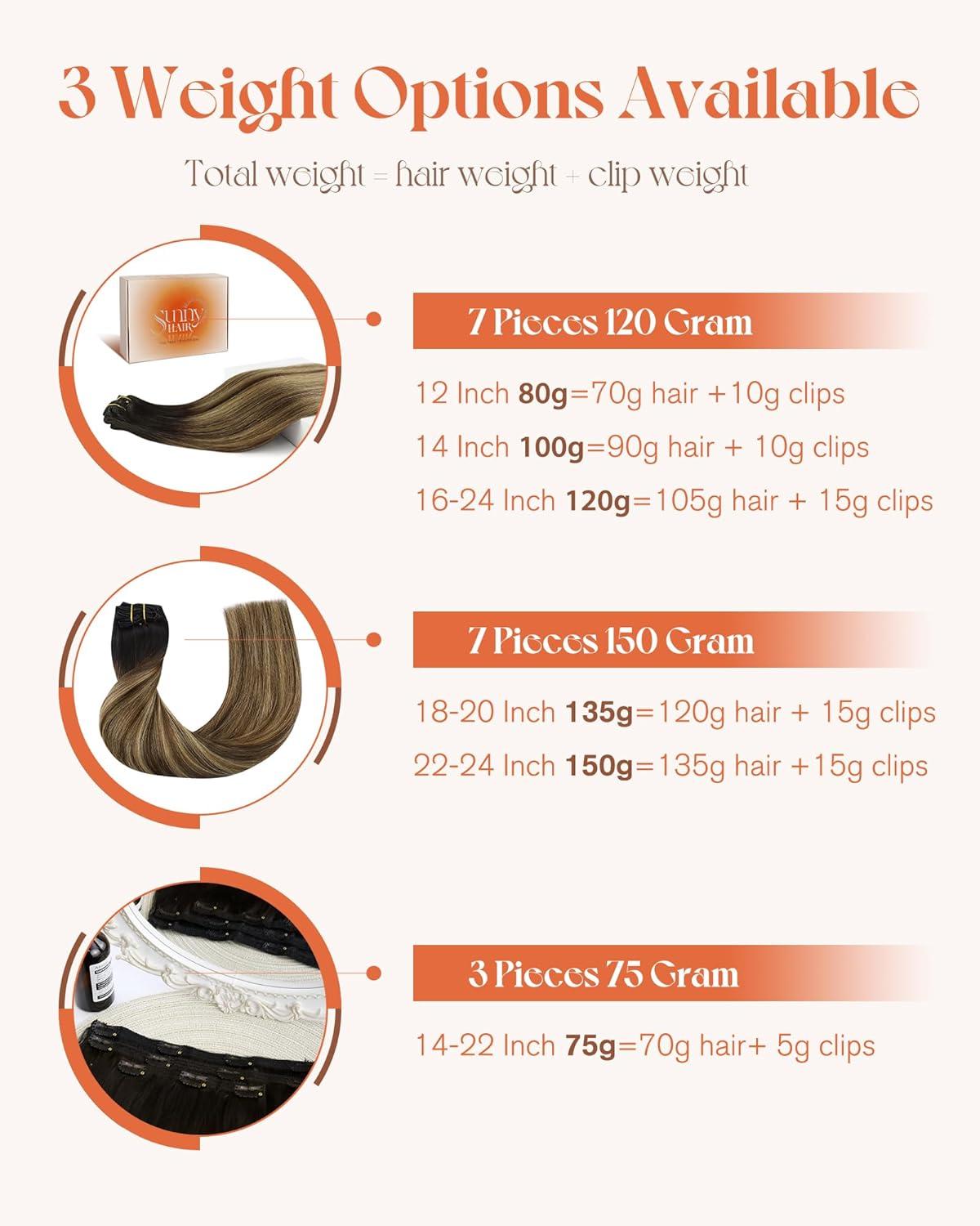 imageSunny Hair Clip in Hair Extensions Real Human Hair 120g Remy Hair Clip in Extensions for Women Human Hair Extensions Black Ombre Brown Balayage Caramel Blonde 24 InchA4 Ombre1B427Black Roots to Brown