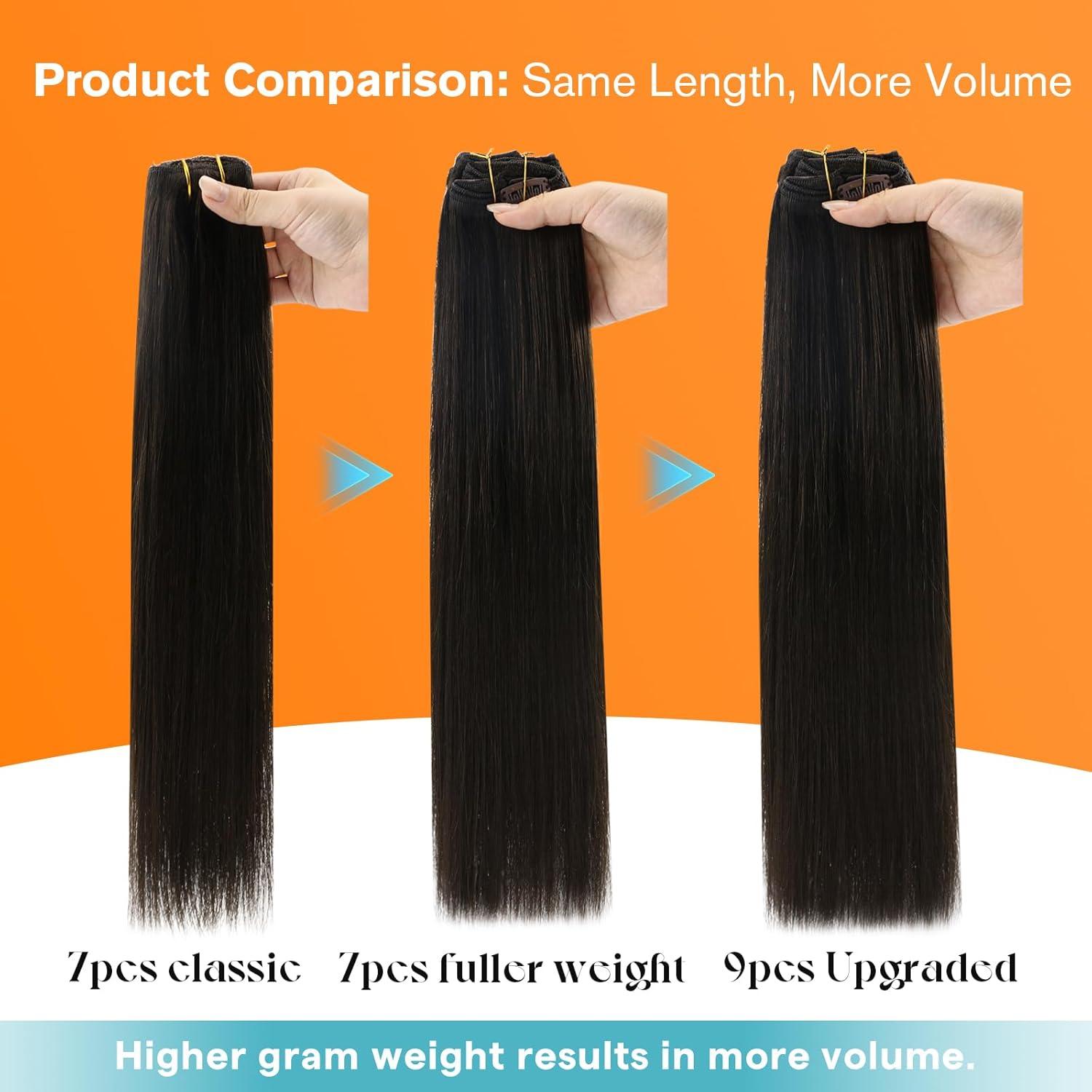 imageSunny Hair Clip in Hair Extensions Real Human Hair 120g Remy Hair Clip in Extensions for Women Human Hair Extensions Black Ombre Brown Balayage Caramel Blonde 24 InchA7 Balayage3822Walnut Brown Mix
