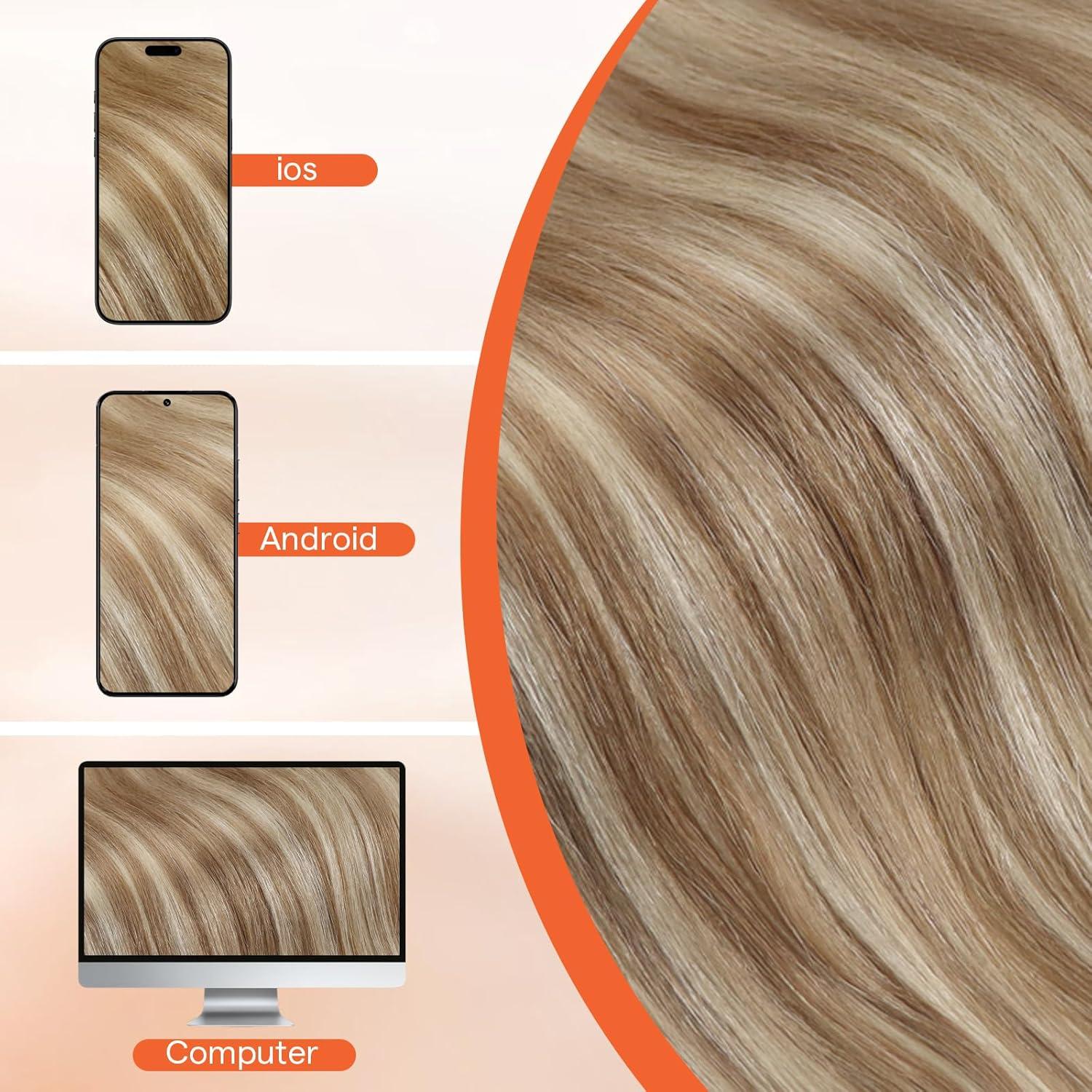 imageSunny Hair Clip in Hair Extensions Real Human Hair 120g Remy Hair Clip in Extensions for Women Human Hair Extensions Black Ombre Brown Balayage Caramel Blonde 24 InchA2 BlondeP1060Dark Golden Blonde Highlights