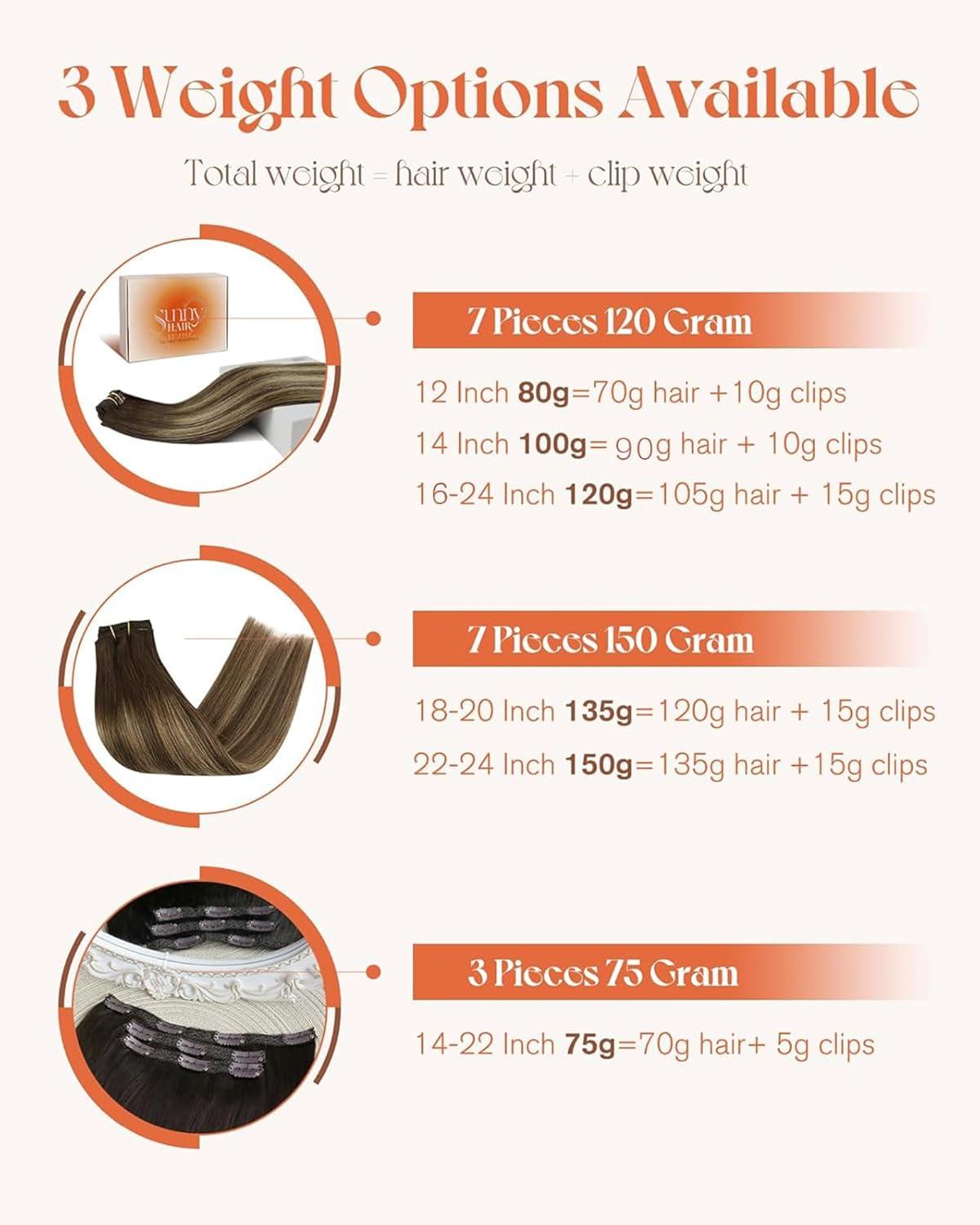 imageSunny Hair Clip in Hair Extensions Real Human Hair 120g Remy Hair Clip in Extensions for Women Human Hair Extensions Black Ombre Brown Balayage Caramel Blonde 24 InchA7 Balayage4274Chocolate Brown Mix