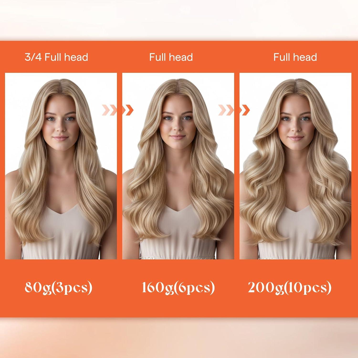 imageSunny Hair Clip in Hair Extensions Real Human Hair 120g Remy Hair Clip in Extensions for Women Human Hair Extensions Black Ombre Brown Balayage Caramel Blonde 24 InchA2 BlondeP1060Dark Golden Blonde Highlights