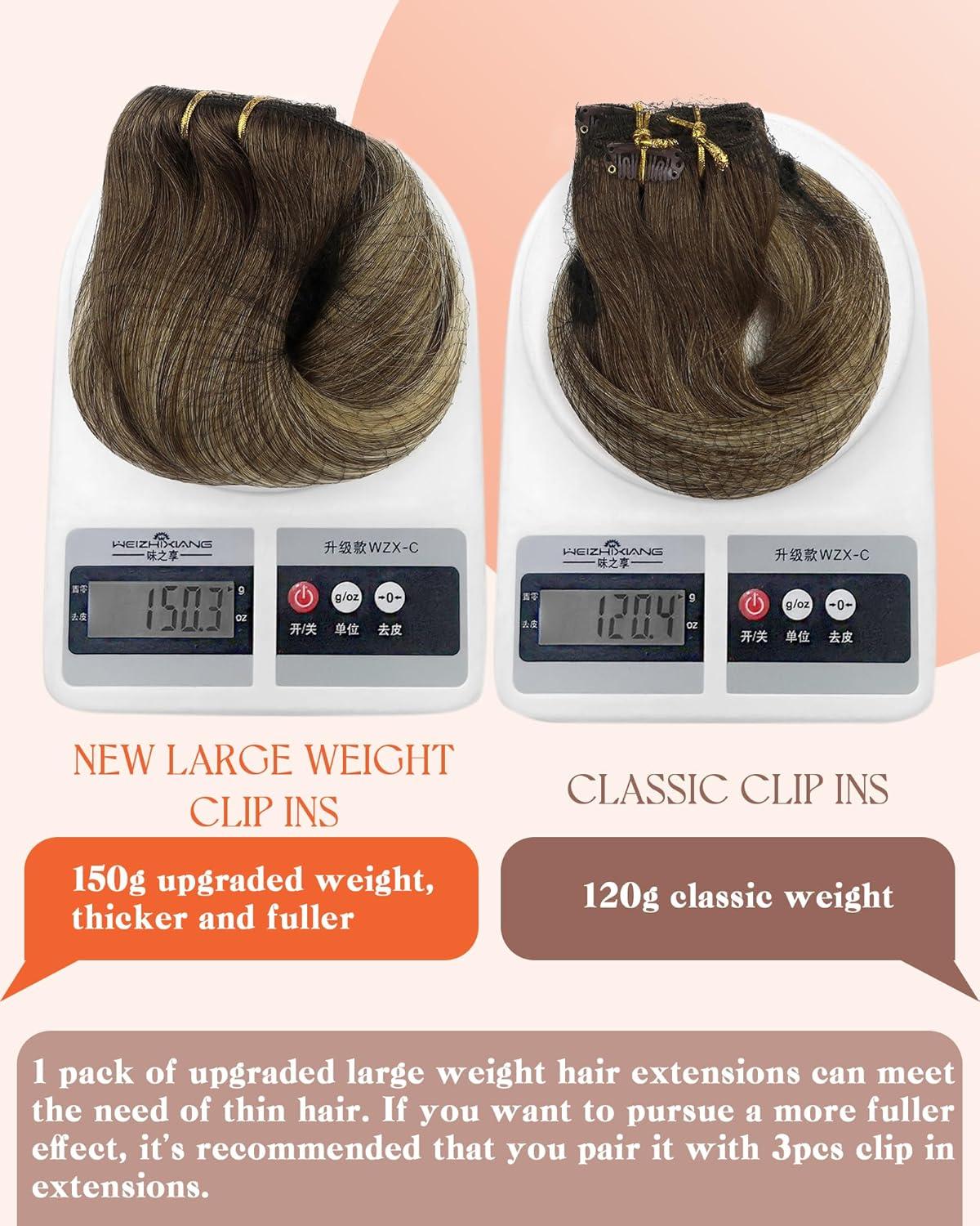 imageSunny Hair Clip in Hair Extensions Real Human Hair 120g Remy Hair Clip in Extensions for Women Human Hair Extensions Black Ombre Brown Balayage Caramel Blonde 24 InchA7 Balayage4274Chocolate Brown Mix