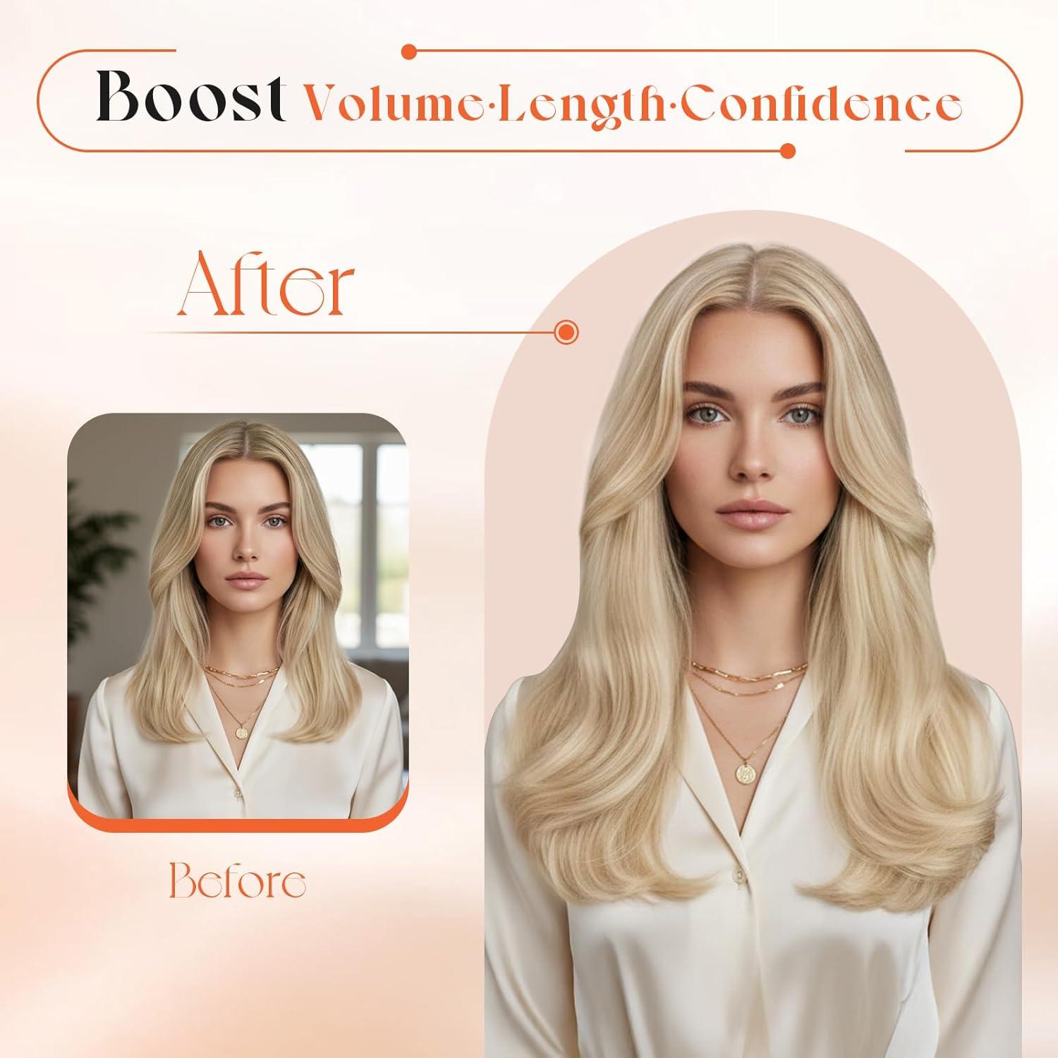 imageSunny Hair Clip in Hair Extensions Real Human Hair 120g Remy Hair Clip in Extensions for Women Human Hair Extensions Black Ombre Brown Balayage Caramel Blonde 24 InchA2 BlondeP18613Blonde Highlight