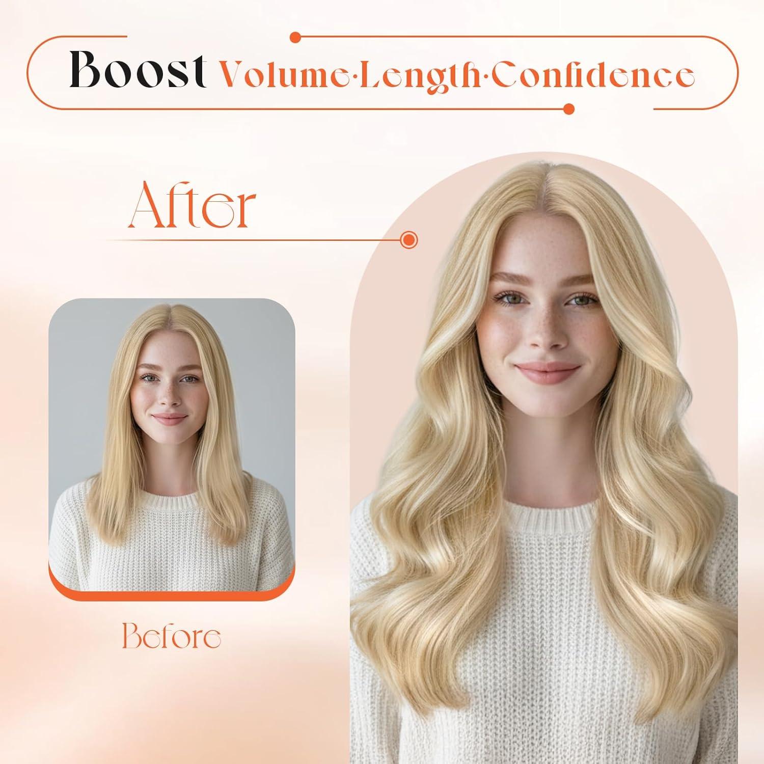 imageSunny Hair Clip in Hair Extensions Real Human Hair 120g Remy Hair Clip in Extensions for Women Human Hair Extensions Black Ombre Brown Balayage Caramel Blonde 24 InchA2 BlondeP27613Honey Blonde Highlight