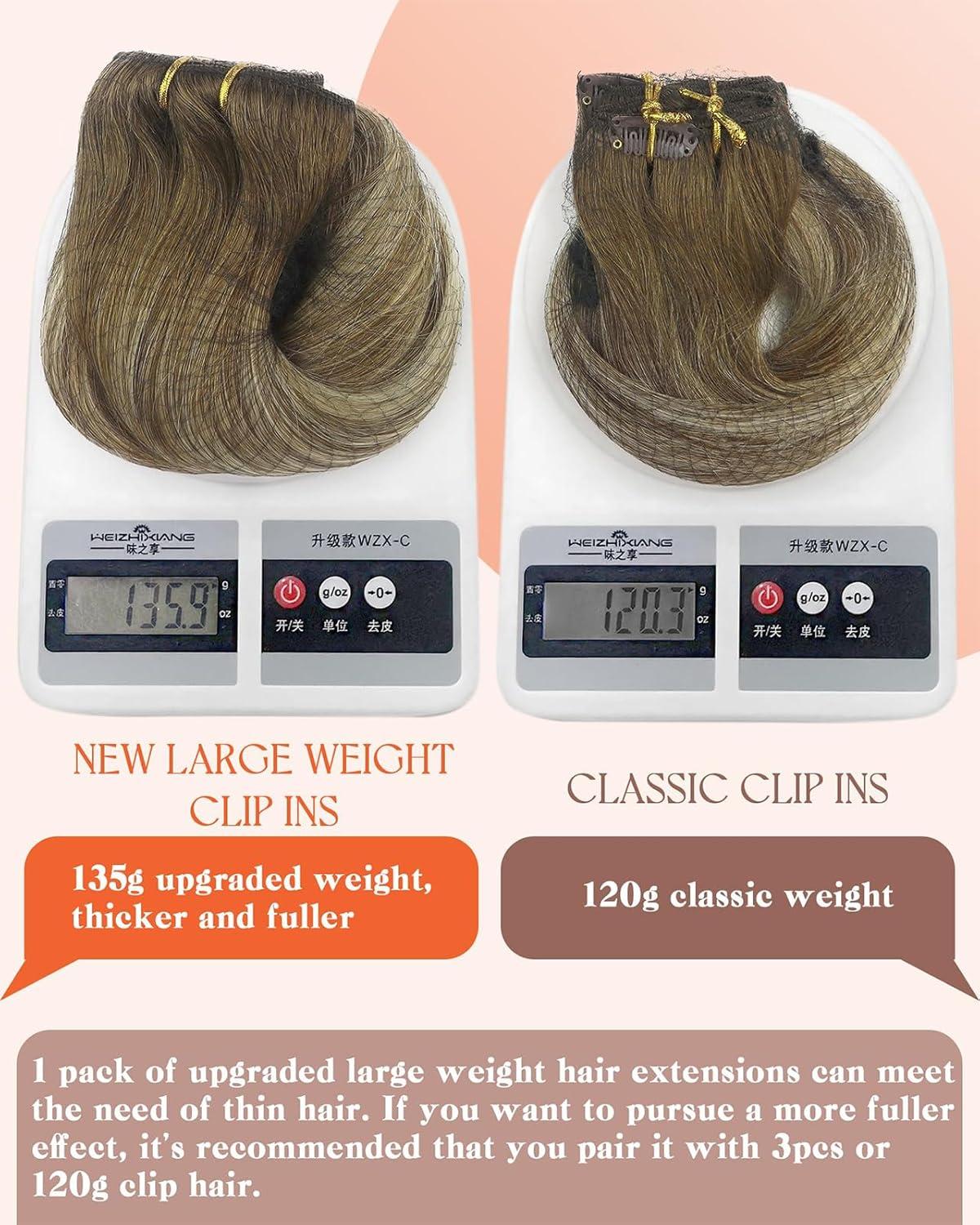 imageSunny Hair Clip in Hair Extensions Real Human Hair 120g Remy Hair Clip in Extensions for Women Human Hair Extensions Black Ombre Brown Balayage Caramel Blonde 24 InchA7 Balayage6606Chestnut Brown Mix