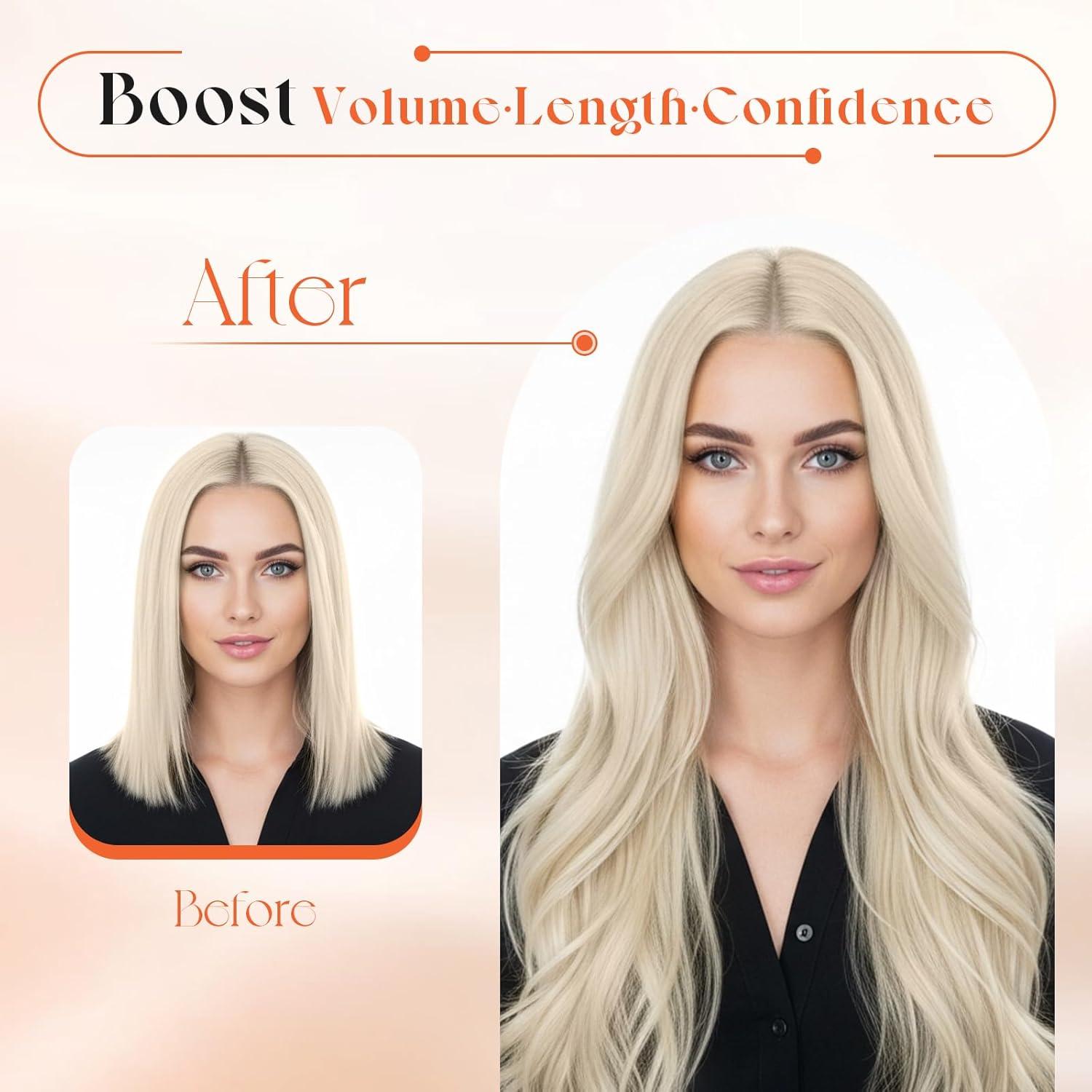 imageSunny Hair Clip in Hair Extensions Real Human Hair 120g Remy Hair Clip in Extensions for Women Human Hair Extensions Black Ombre Brown Balayage Caramel Blonde 24 InchA8 60Platinum Blonde