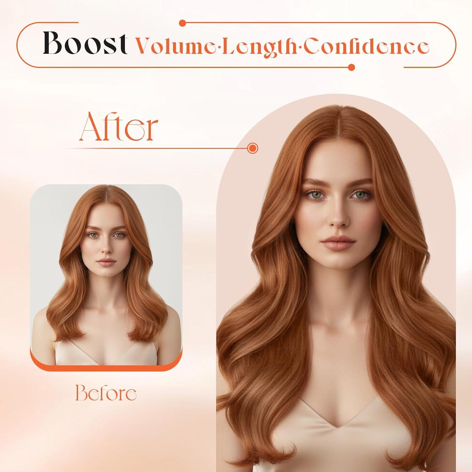 imageSunny Hair Clip in Hair Extensions Real Human Hair 120g Remy Hair Clip in Extensions for Women Human Hair Extensions Black Ombre Brown Balayage Caramel Blonde 24 InchA6 350Ginger