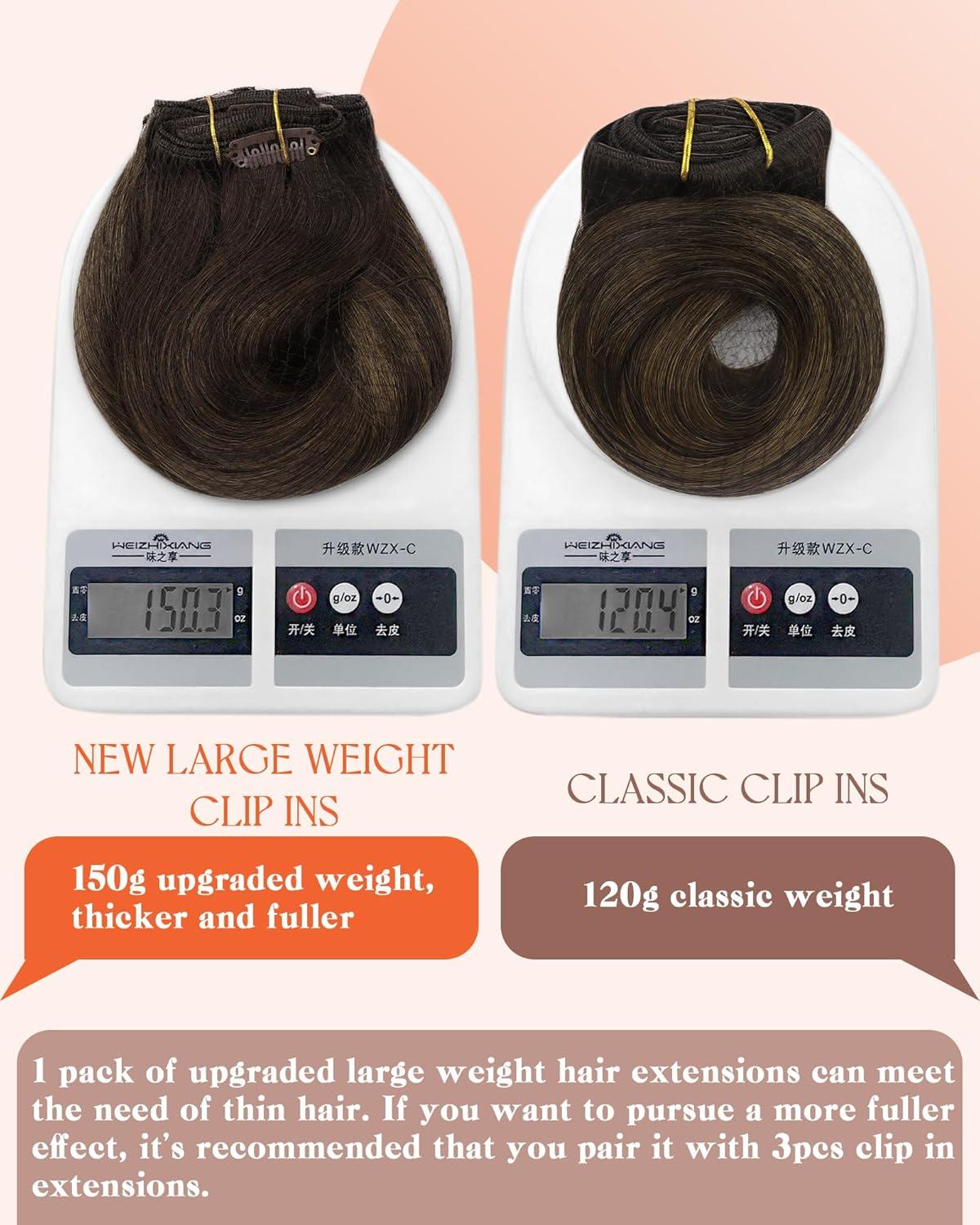 imageSunny Hair Clip in Hair Extensions Real Human Hair 120g Remy Hair Clip in Extensions for Women Human Hair Extensions Black Ombre Brown Balayage Caramel Blonde 24 InchA5 Balayage262Dark Brown Mix