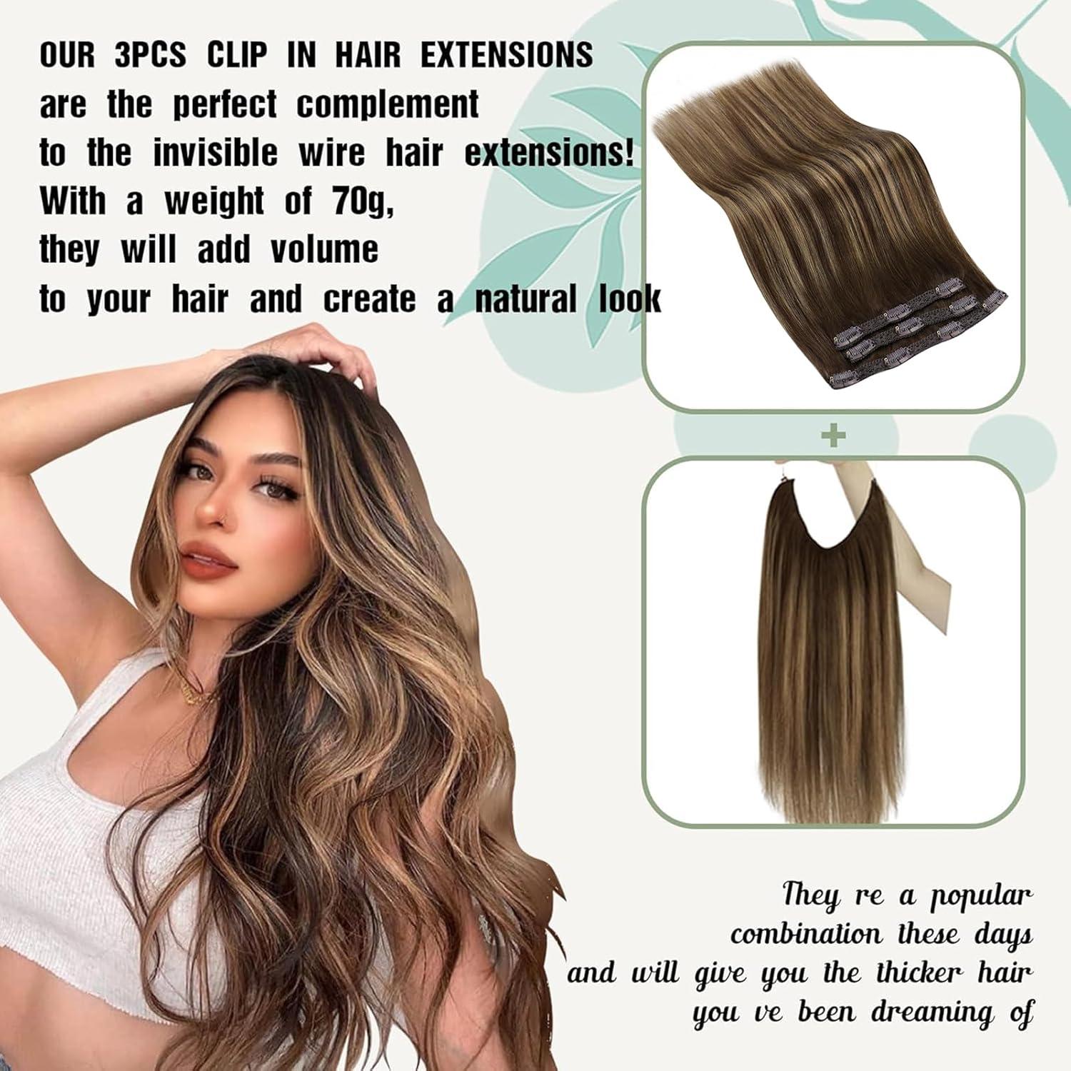 imageSunny Hair Clip in Hair Extensions Real Human Hair 120g Remy Hair Clip in Extensions for Women Human Hair Extensions Black Ombre Brown Balayage Caramel Blonde 24 InchA8 60Platinum Blonde
