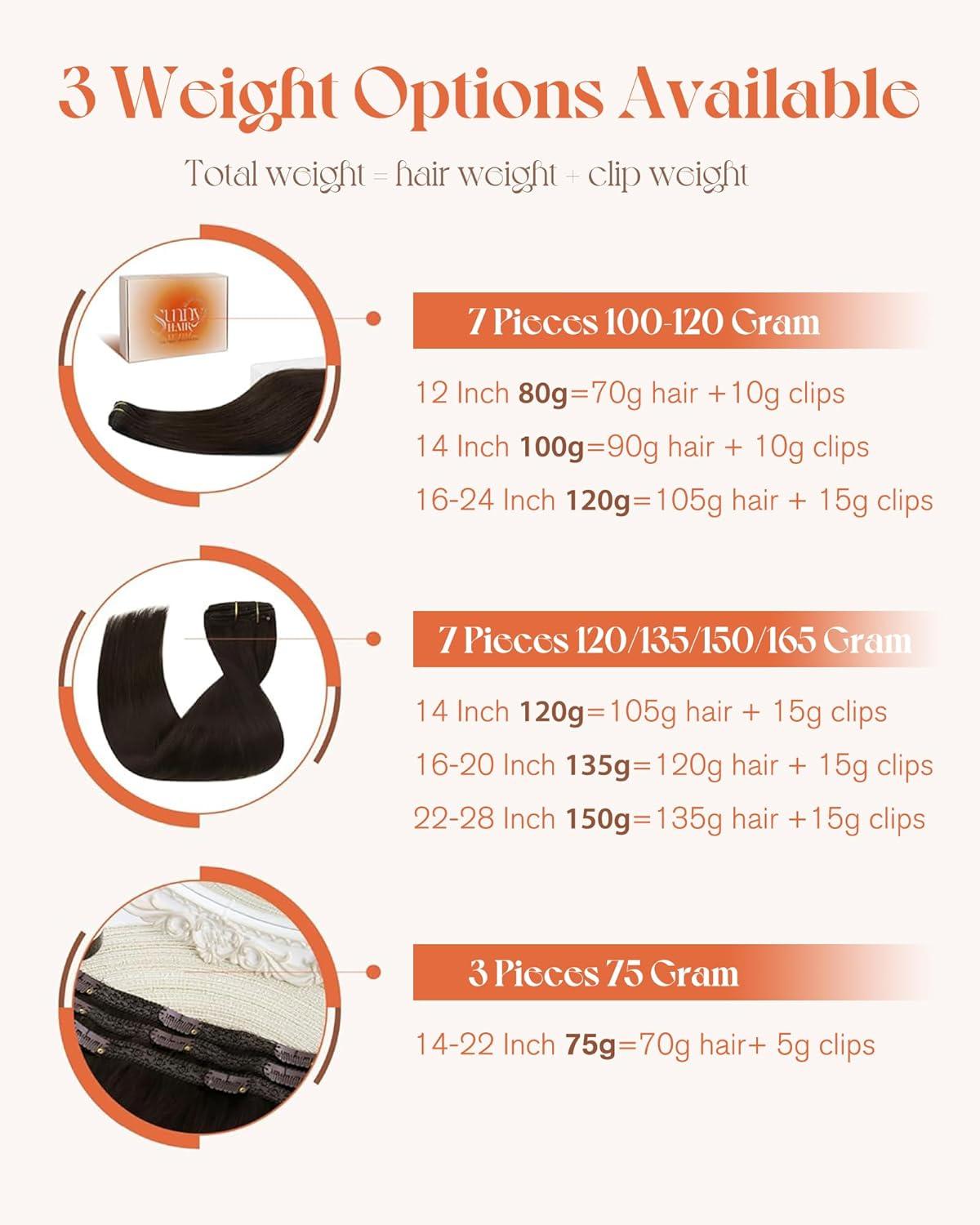 imageSunny Hair Clip in Hair Extensions Real Human Hair 120g Remy Hair Clip in Extensions for Women Human Hair Extensions Black Ombre Brown Balayage Caramel Blonde 24 InchA5 2Dark Brown