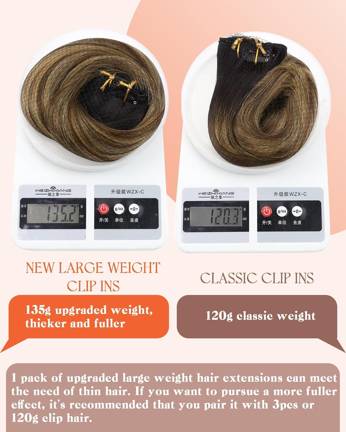 imageSunny Hair Clip in Hair Extensions Real Human Hair 120g Remy Hair Clip in Extensions for Women Human Hair Extensions Black Ombre Brown Balayage Caramel Blonde 24 InchA4 Ombre1B427Black Roots to Brown