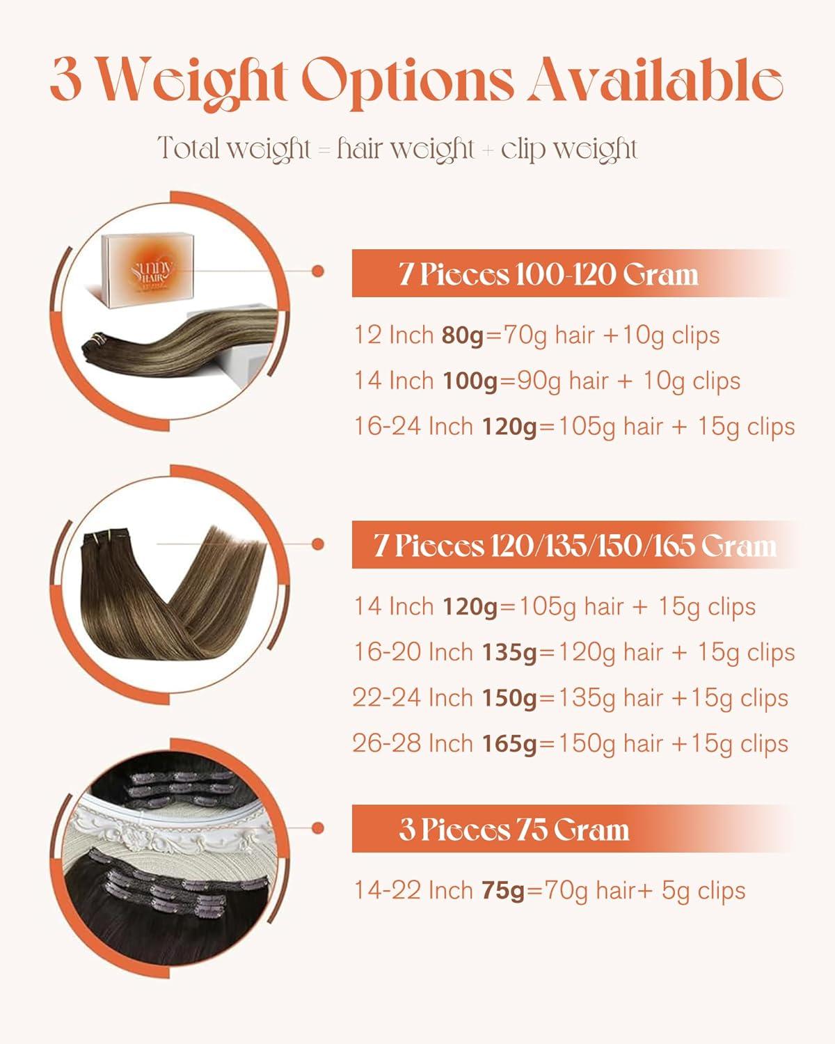imageSunny Hair Clip in Hair Extensions Real Human Hair 120g Remy Hair Clip in Extensions for Women Human Hair Extensions Black Ombre Brown Balayage Caramel Blonde 24 InchA7 Balayage4274Chocolate Brown Mix