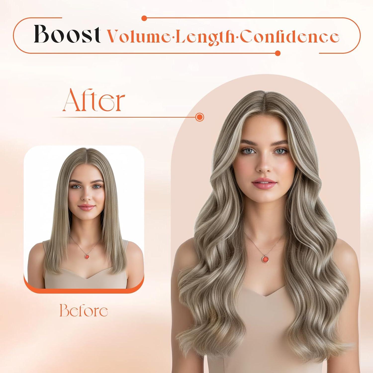imageSunny Hair Clip in Hair Extensions Real Human Hair 120g Remy Hair Clip in Extensions for Women Human Hair Extensions Black Ombre Brown Balayage Caramel Blonde 24 InchA9 BrownP860Blonde Brown Highlight