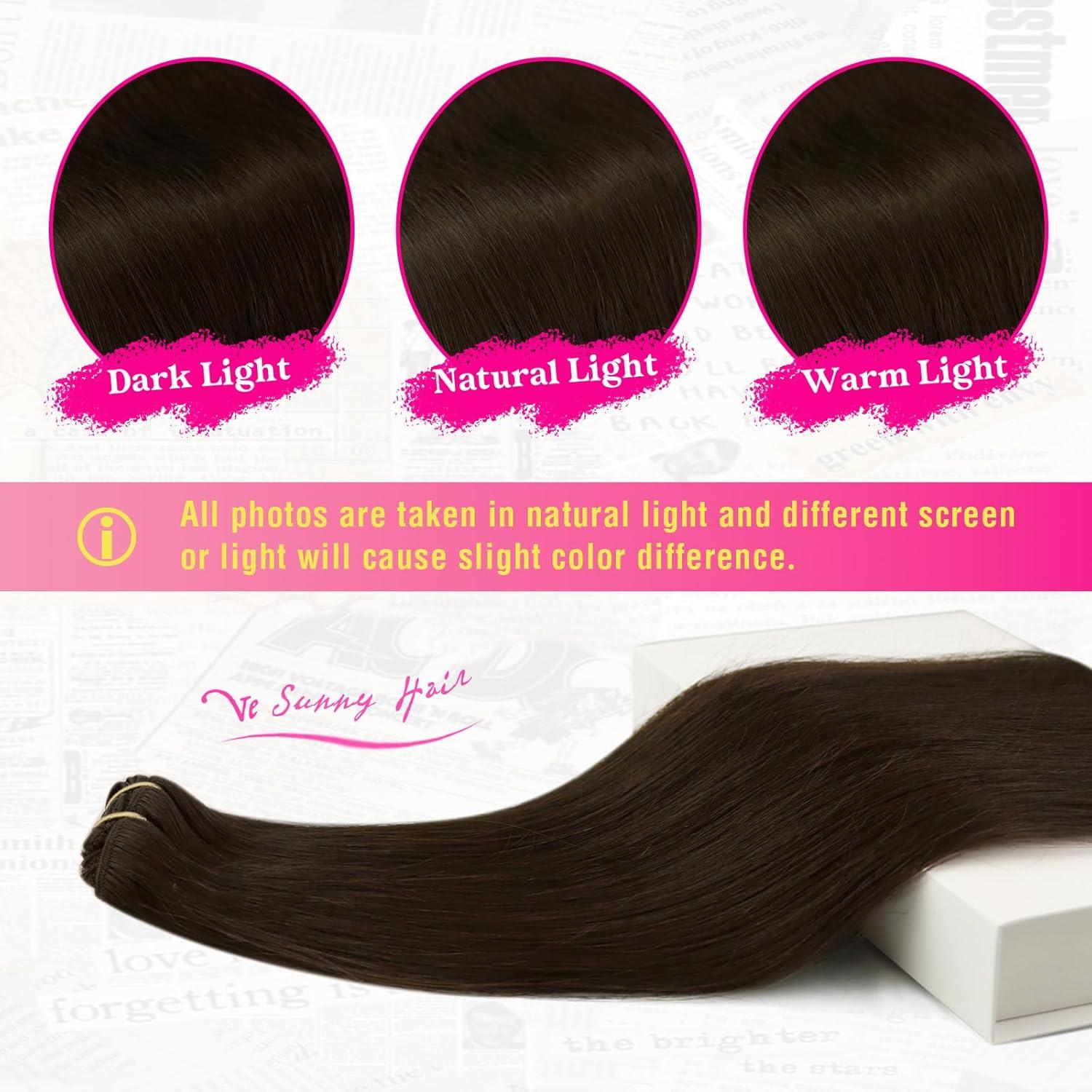 imageVe Sunny Human Hair Clip in Extensions Double Weft Ginger Copper Clip on Hair Extensions for Women Short Hair Extensions Real Human Hair 7pcs 14 Inch 105gClip7 4 Medium Dark Brown