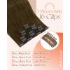 Sunny Hair Clip in Hair Extensions Real Human Hair 120g Remy Hair Clip in Extensions for Women Human Hair Extensions Ombre Walnut Brown to Light Brown Balayage Blonde 24 Inch(A-6 #3-Cool Ash Brown)