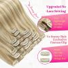 Ve Sunny Human Hair Clip in Extensions Double Weft Ginger Copper Clip on Hair Extensions for Women Short Hair Extensions Real Human Hair 7pcs 14 Inch 105g(Clip-6 #P16/22 Amber Glow Highlights)