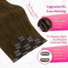Ve Sunny Human Hair Clip in Extensions Double Weft Ginger Copper Clip on Hair Extensions for Women Short Hair Extensions Real Human Hair 7pcs 14 Inch 105g(Clip-7 #3 Misty Dawn Ash Brown)