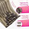 Ve Sunny Human Hair Clip in Extensions Double Weft Ginger Copper Clip on Hair Extensions for Women Short Hair Extensions Real Human Hair 7pcs 14 Inch 105g(Clip-2 #P8/60 Midnight Frost Blonde)