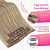 Ve Sunny Human Hair Clip in Extensions Double Weft Ginger Copper Clip on Hair Extensions for Women Short Hair Extensions Real Human Hair 7pcs 14 Inch 105g(Clip-2 #P10/60 Morning Sun on Sand)