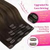 Ve Sunny Human Hair Clip in Extensions Double Weft Ginger Copper Clip on Hair Extensions for Women Short Hair Extensions Real Human Hair 7pcs 14 Inch 105g(Clip-7 #2/6/2 Warm Hearth Brown Balayage)