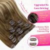 Ve Sunny Human Hair Clip in Extensions Double Weft Ginger Copper Clip on Hair Extensions for Women Short Hair Extensions Real Human Hair 7pcs 14 Inch 105g(Clip-1 #6/60/6 Sunset Grove Chestnut Mix Platinum)