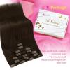 Ve Sunny Human Hair Clip in Extensions Double Weft Ginger Copper Clip on Hair Extensions for Women Short Hair Extensions Real Human Hair 7pcs 14 Inch 105g(Clip-7 #4 Medium Dark Brown)