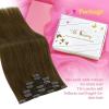 Ve Sunny Human Hair Clip in Extensions Double Weft Ginger Copper Clip on Hair Extensions for Women Short Hair Extensions Real Human Hair 7pcs 14 Inch 105g(Clip-7 #3 Misty Dawn Ash Brown)
