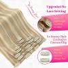 Ve Sunny Human Hair Clip in Extensions Double Weft Ginger Copper Clip on Hair Extensions for Women Short Hair Extensions Real Human Hair 7pcs 14 Inch 105g(Clip-B #P27/60 Sunlit Honey Highlights)
