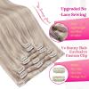 Ve Sunny Human Hair Clip in Extensions Double Weft Ginger Copper Clip on Hair Extensions for Women Short Hair Extensions Real Human Hair 7pcs 14 Inch 105g(Clip-6 #P18A/613 Powder Snow Ash Glow)