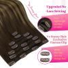 Ve Sunny Human Hair Clip in Extensions Double Weft Ginger Copper Clip on Hair Extensions for Women Short Hair Extensions Real Human Hair 7pcs 14 Inch 105g(Clip-3 #4/27/4 Coffee Break Balayage Blonde)