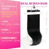 Ve Sunny Human Hair Clip in Extensions Double Weft Ginger Copper Clip on Hair Extensions for Women Short Hair Extensions Real Human Hair 7pcs 14 Inch 105g(Clip-9 #1 Starless Night Jet Black)