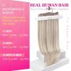 Ve Sunny Human Hair Clip in Extensions Double Weft Ginger Copper Clip on Hair Extensions for Women Short Hair Extensions Real Human Hair 7pcs 14 Inch 105g(Clip-6 #P18A/613 Powder Snow Ash Glow)