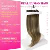 Ve Sunny Human Hair Clip in Extensions Double Weft Ginger Copper Clip on Hair Extensions for Women Short Hair Extensions Real Human Hair 7pcs 14 Inch 105g(Clip-3 #4/27/4 Coffee Break Balayage Blonde)