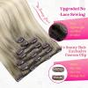 Ve Sunny Human Hair Clip in Extensions Double Weft Ginger Copper Clip on Hair Extensions for Women Short Hair Extensions Real Human Hair 7pcs 14 Inch 105g(Clip-4 #SUN Arctic Haze Blonde)