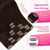 Ve Sunny Human Hair Clip in Extensions Double Weft Ginger Copper Clip on Hair Extensions for Women Short Hair Extensions Real Human Hair 7pcs 14 Inch 105g(Clip-7 #4 Medium Dark Brown)