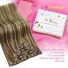 Ve Sunny Human Hair Clip in Extensions Double Weft Ginger Copper Clip on Hair Extensions for Women Short Hair Extensions Real Human Hair 7pcs 14 Inch 105g(Clip-A #P4/27 Espresso Caramel Swirl)