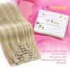 Ve Sunny Human Hair Clip in Extensions Double Weft Ginger Copper Clip on Hair Extensions for Women Short Hair Extensions Real Human Hair 7pcs 14 Inch 105g(Clip-6 #P16/22 Amber Glow Highlights)