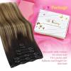 Ve Sunny Human Hair Clip in Extensions Double Weft Ginger Copper Clip on Hair Extensions for Women Short Hair Extensions Real Human Hair 7pcs 14 Inch 105g(Clip-9 #1B/4/27 Cocoa Root Black Ombre)
